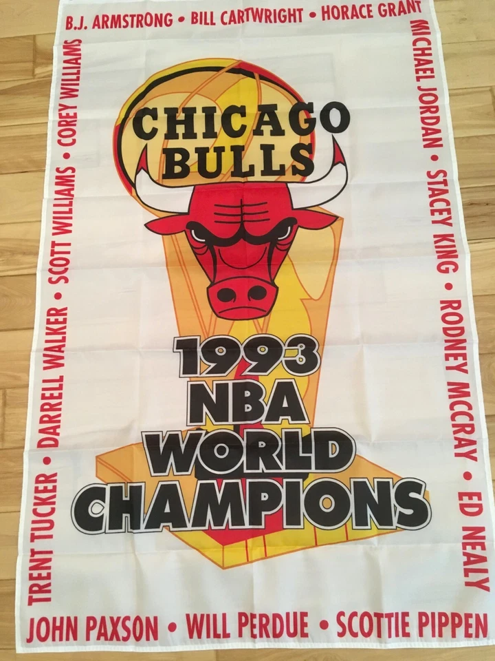 Juego completo de pancartas/banderas del campeonato de la NBA Chicago Bulls de 3'x5' "The Last Dance" Foto 4 de 4