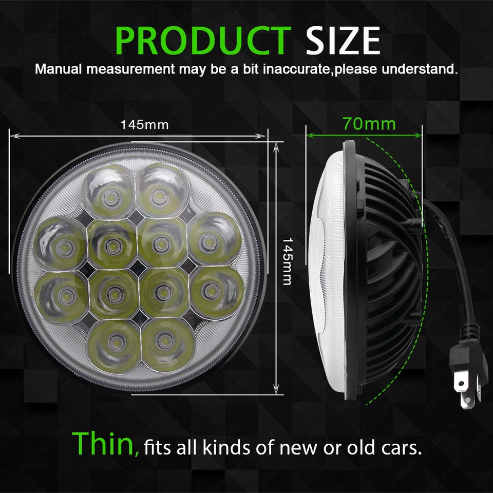 4 peças 5,75" 5-3/4" faróis de LED redondos Hi/Lo para GMC C15/C1500 Suburban Chevy - Imagem 4 de 4