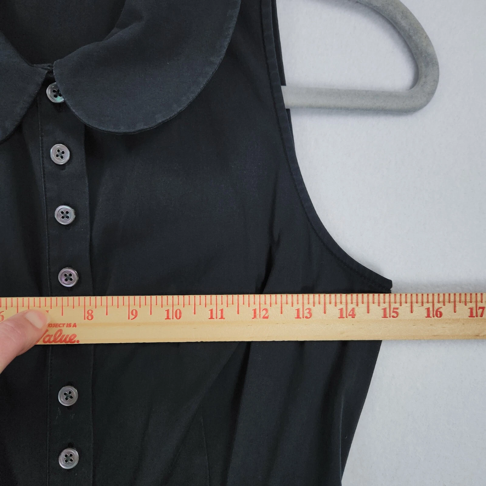 Abito Michael Kors donna 2 lavati nero linea A senza maniche bottoni plissettato davanti