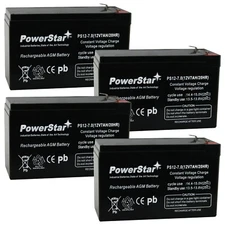 PowerStar 12V 7AH AGM F2 Battery Compatible with Exide OneUPS - 4 Pack