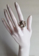 Designer Hagit Gorali Sterling Silver .925  Cultured White Pearl Ring Size 8