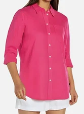 Gap Women's Linen Button Down Top, Small, Beetroot Purple