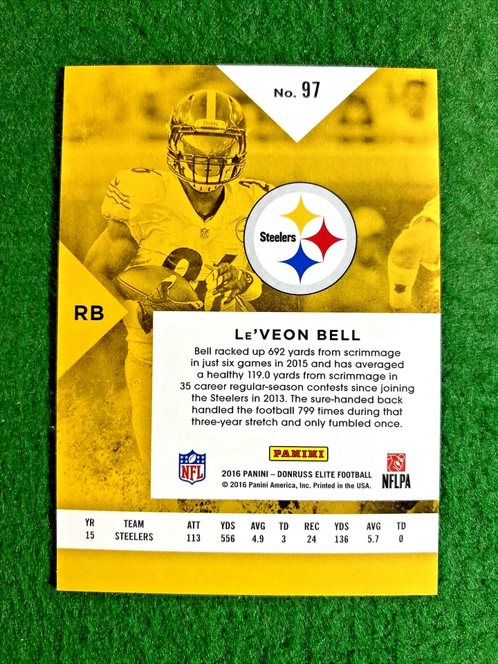 2018 Elite #97 SP #’ed 92/99 Le’Veon Bell Pittsburgh Steelers NFL - Image 3 of 3
