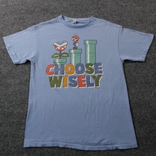 VTG Super Mario Shirt Men L Blue Choose Wisely Y2k Nintendo Video Game Tee 0072