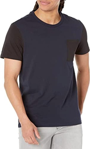 Calvin Klein Herren marineblau Blazer farbblockiert Tasche Rundhalsausschnitt T-Shirt Größe 2XL