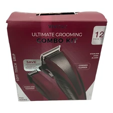 12 PCS VIVITAR ULTIMATE CUTTING CORDLESS TRIMMER CLIPPER GROOMING COMBO KIT #210