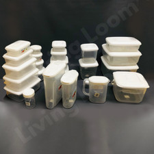 Clear Plastic White Lid Container Storage Box Airtight Kitchen Food Freezer Tub