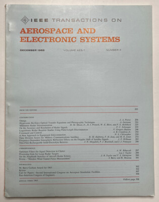 IEEE Transactions On Aerospace And Electronic Systems Vol. AES-1 #3 Dec 1965