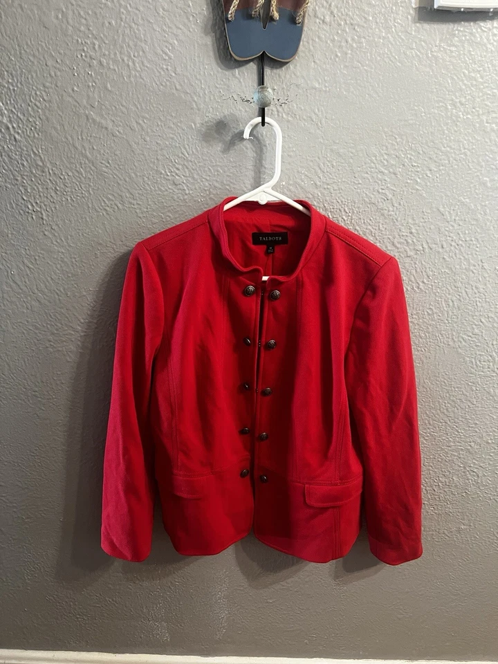 Talbots Red Cotton Stretch Long Sleeve Button Blazer Jacket Women’s Size 16 - Image 2 of 4