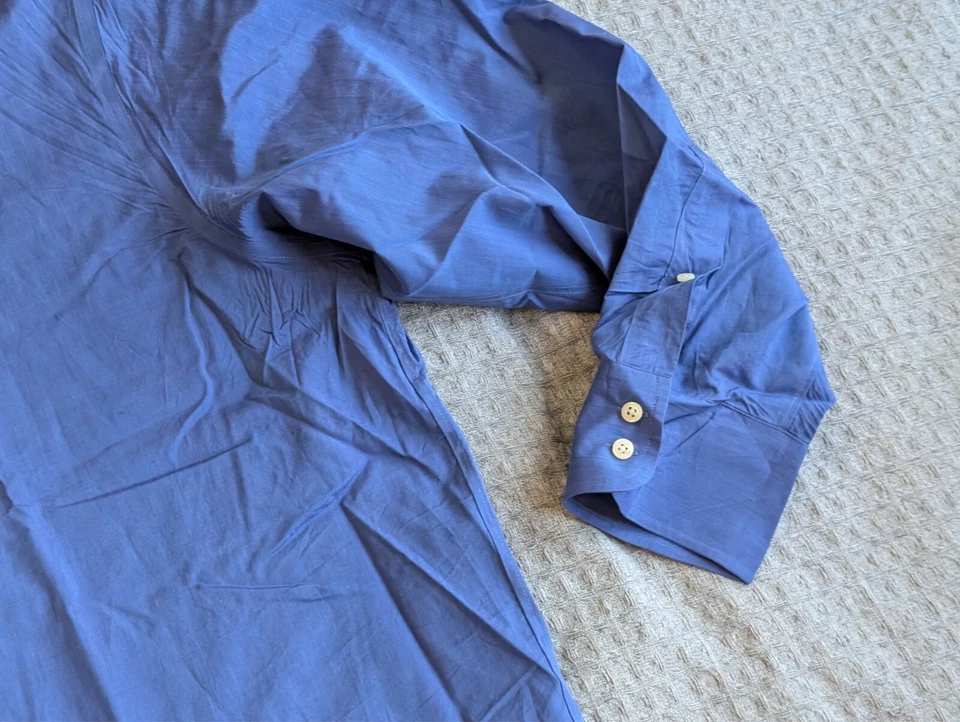 Brooks Brothers Thomas Mason Dress Shirt Men 17 34 Blue Button Up Long Sleeve - Image 4 of 4