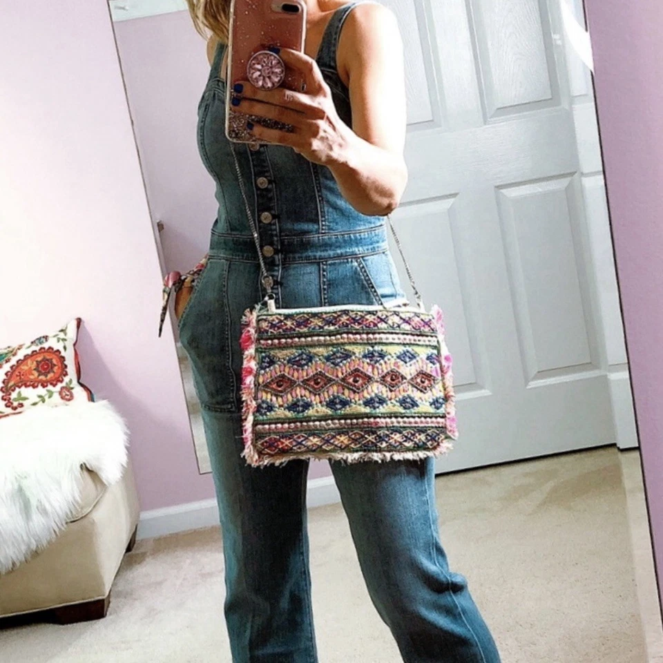 Bandolera/bolso de mano/bolso de mano Muche et Muchette bordado multicolor nuevo con etiquetas Foto 3 de 4