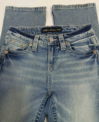 Stella In Dreams Bootcut Blue Jeans Womens 5/27 Midrise Rhinestone bootbarn - Picture 2 of 7
