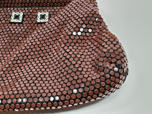 VTG Brown Reflective Lucite Tiles Disco Purse Handbag Glam Textured Clutch Purse - Picture 5 of 13
