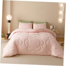 Blush Pink Sunflower Comforter Set Queen Pink Floral Bedding Set King 1-pink