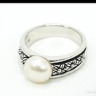 Vintage Honora Cultured Pearl Flower Design Sterling Silver Ring Size 9 — photo 3