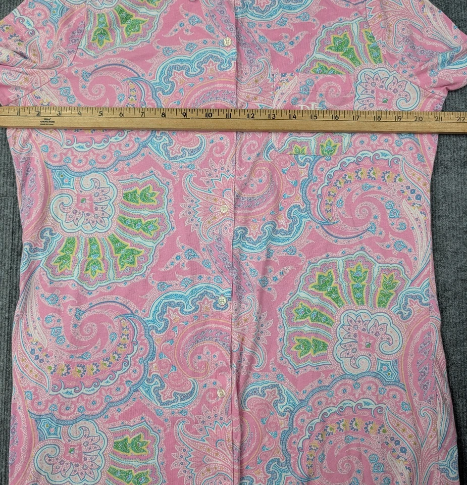 Ralph Lauren Pijama Camisa Vestido Mujer Mediano Rosa Paisley Preppy Algodón Cómodo Foto 3 de 4