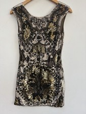 Needle And Thread Dress Bronze Shimmer Sequin Mini Sheath Party Cocktail US 6