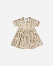 Rylee + Cru Maxwell Dress Retro Waves Pattern Toddler Girls 2-3 Years