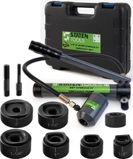 1/2" - 2" Hydraulic KO Set | 8 Ton |  6 Dies | 11-16 Gauge | Staten Tools