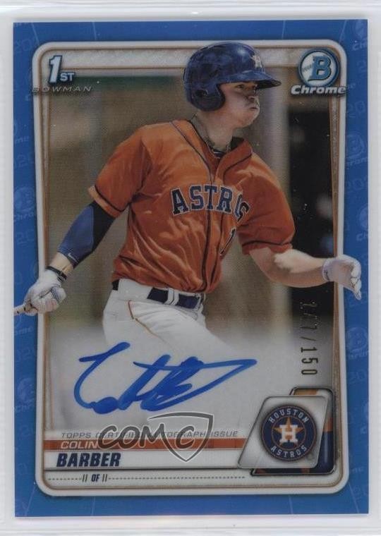2020 Bowman Chrome Prospect Blue Refractor /150 Colin Barber #CPA-CBA Auto 0mw5