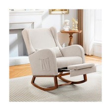 Nursery Rocking Chair with Footrest, Glider Rocking Nursing Chair Indoor, Uph...
