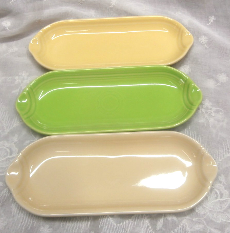 Lot/3 FIESTA WARE HLC USA Corn Cob Relish Plate Tray YELLOW, IVORY, LEMONGRASS
