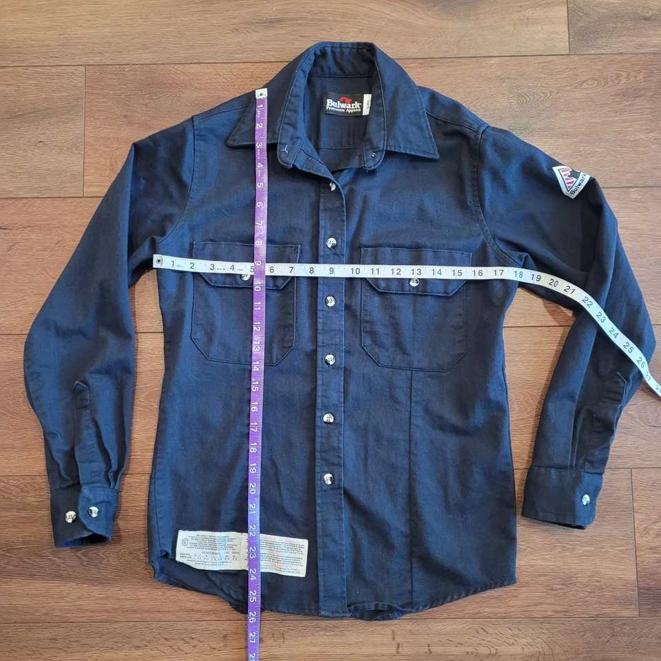 Bulwark FR Excel Womens S Reg Black Long Sleeve Button Shirt Pockets SLU3NVB - Image 3 of 4