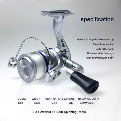 Fishing Rod Reel Combo - 2PCS 6.89ft Collapsible Rods 2PCS Spinning Reels Lur... - Picture 5 of 9