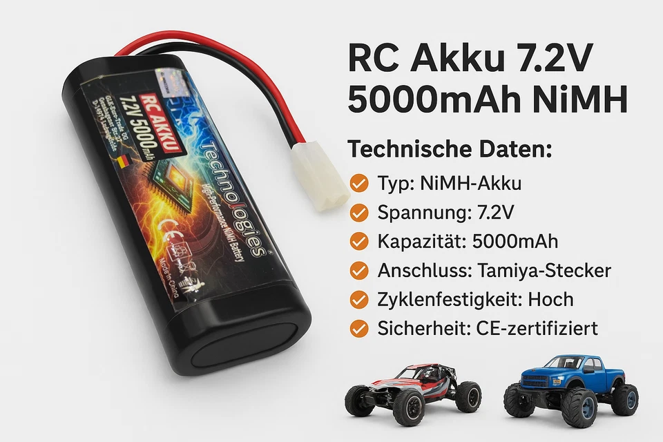 GLK-Technologies  NiMh Akku Batterie mit Tamiya Stecker für RC Auto Boot Drohne - Bild 4 von 4