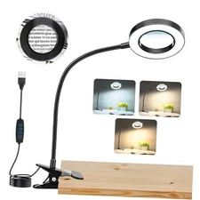 10X Magnifying Glass with Light, Clip on Mganifier with Light, 48 LED Black