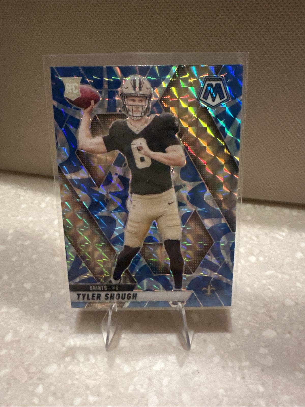 2025 Panini Mosaic Tyler Shough RC Mosaic Reactive Blue Saints #312