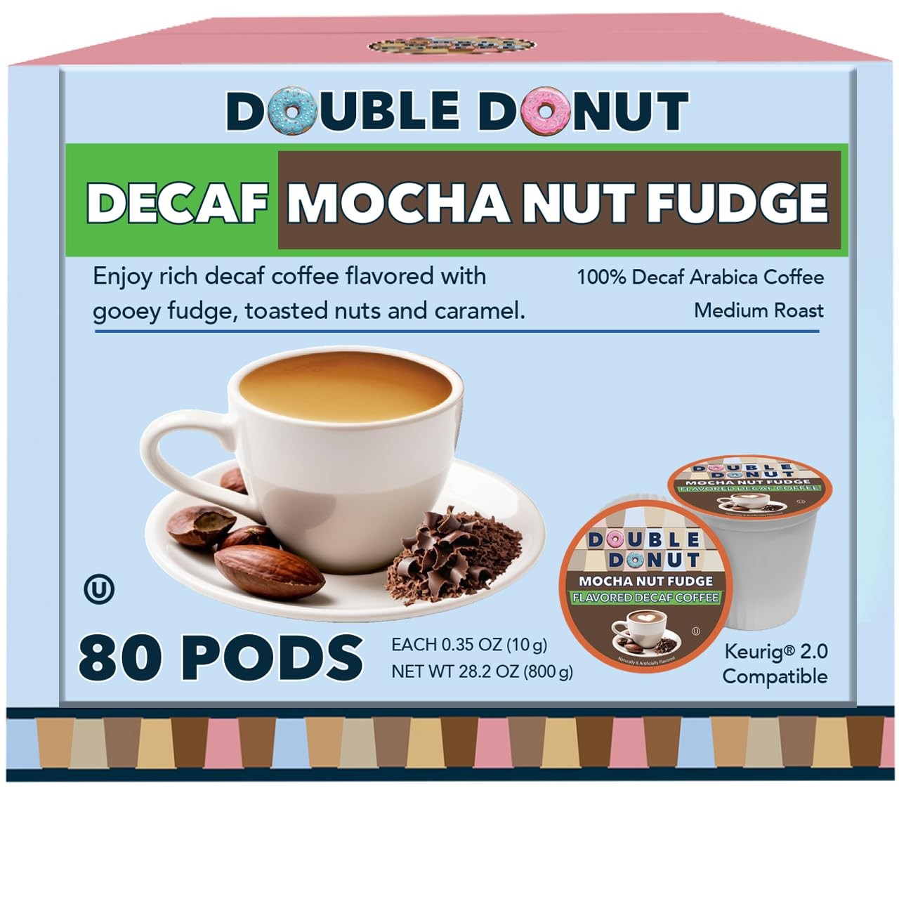Medium Roast Decaf Coffee Pods, Mocha Nut Fudge Flavored, for Keurig K-Cup Ma...