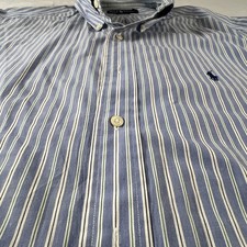 Ralph Lauren Yarmouth Dress Shirt Mens 17 32/33 Blue White Stripe Button Down