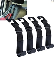 Headrest Hooks for Car Adjustable 4 Pack Vehicle Seat Back Organizer A-Black