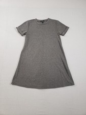 Forever 21 Women T Shirt Dress M Heather Gray Knit Short Sleeve Stretch Casual