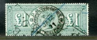 1891 GREAT BRITAIN QUEEN VICTORIA £1 GREEN GOOD SOUND USED vgc