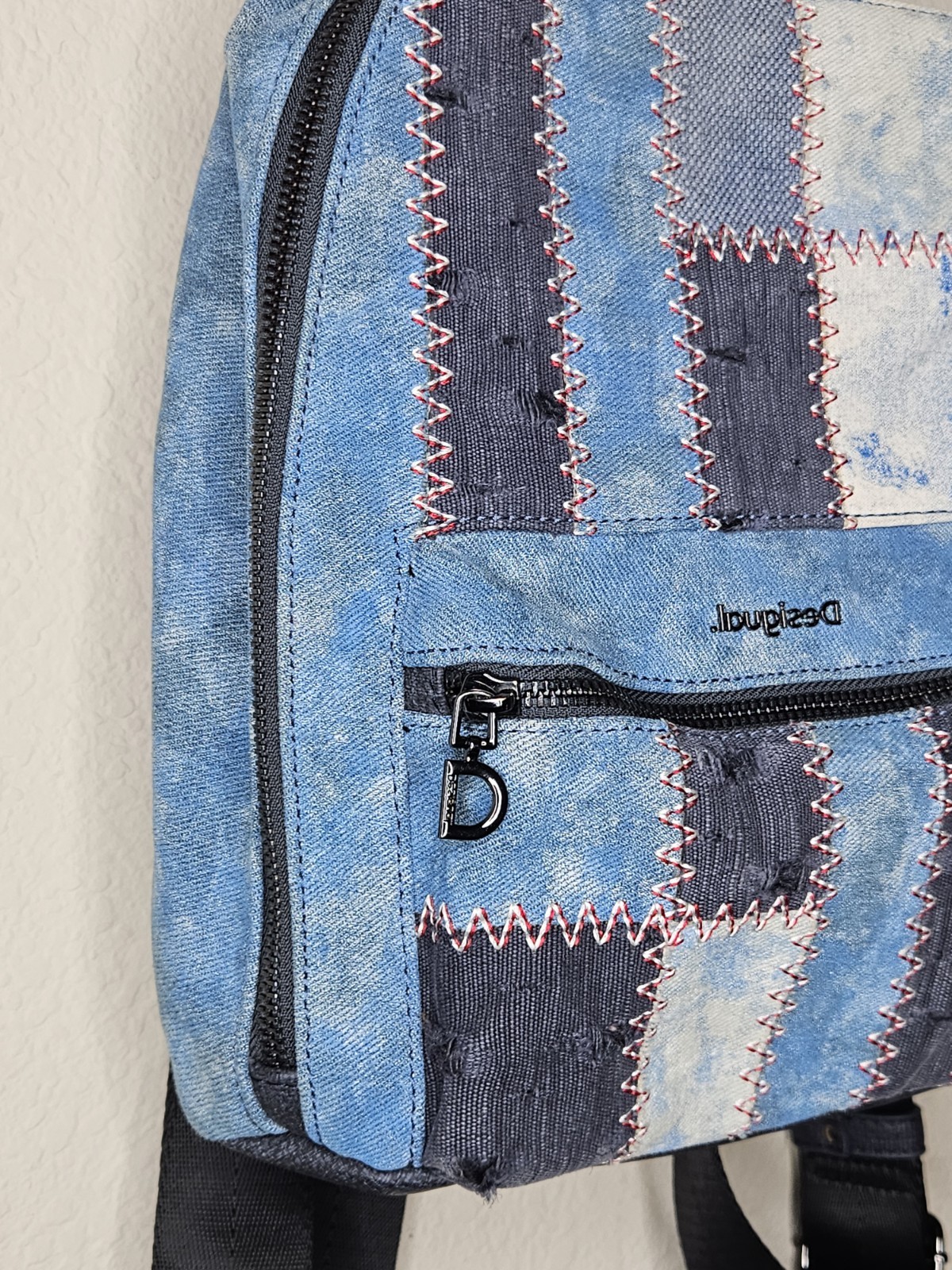 Desigual Denim Patchwork Stitched Backpack Design… - image 4