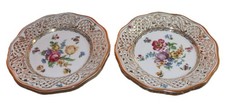 Schumann Bavaria DRESDEN FLOWERS 2 Dessert Plates Pattern SCH59 Pierced Edge