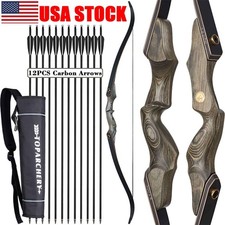 60" Takedown Recurve Bow 25-50lbs Archery Bow Arrows for Hunting Shooting Target