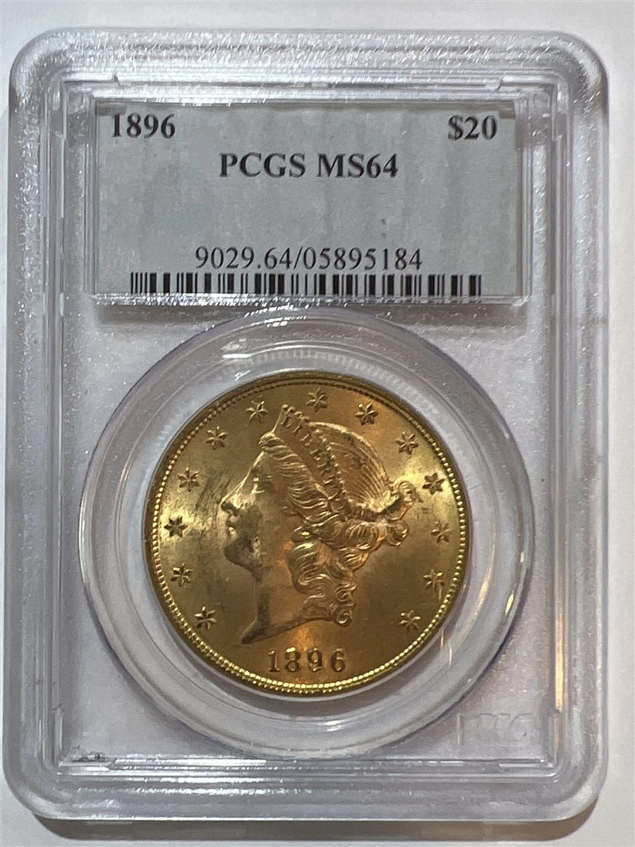 1896 Gold $20 Double Eagle Liberty Coin PCGS MS-64