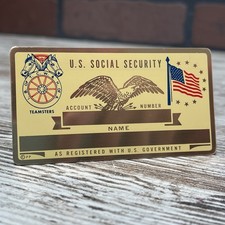 Vintage International Brotherhood Of Teamsters Metal Social Security ID Card