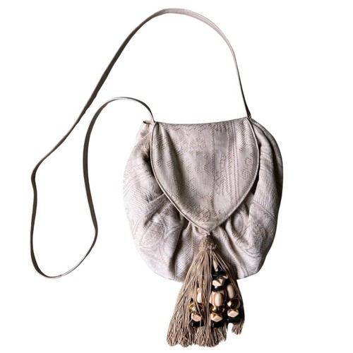 BRIZZOLARI Beige White SUEDE Leather CROSSBODY Tassel Purse Made in Italy