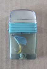 Vintage Scripto Vu Lighter Fly Fish Hook Aqua UNTESTED Sparks Free Ship