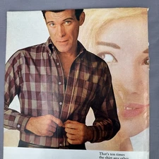 1964 Van Heusen 417 Mens Shirt Plaid Button Down Vintage Fashion Art Print Ad
