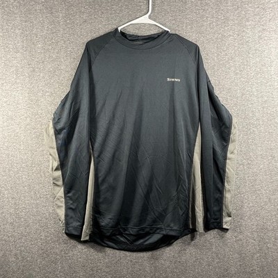 Simms Shirt Adult XL Black Performance Pullover Fishing Stretch Outdoor Mens