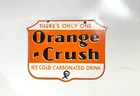 Orange Crush Sign Ice Cold Carbonated Drink Soda Porcelain Vintage Enamel 8x6