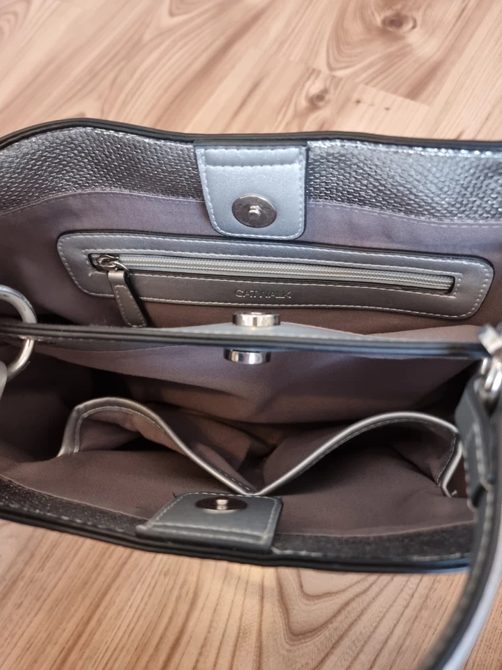 ⚡️NEU⚡️ Damen Handtasche Umhängetasche Tasche Silber Glitzer Mode Geschenk - Bild 3 von 4