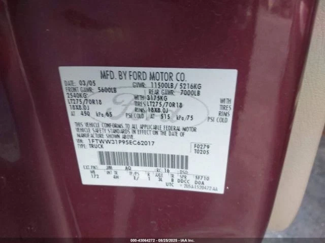 (LOCAL PICKUP ONLY) Hood Fits 99-07 FORD F250SD PICKUP 3020899 Foto 3 de 4