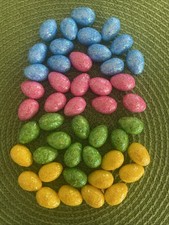 Mini Foam Easter Eggs For Crafting Or Vase Filler, Lot Of 45, 3/4  Glittered