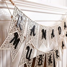 Wooden Ramadan Kareem Mubarak Banner Bunting Decor Muslim Islamic Home Decor